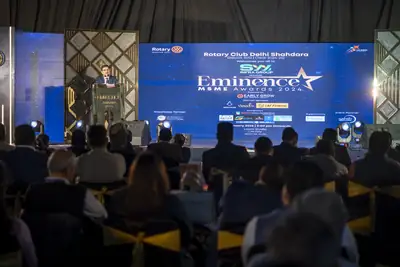 Eminence MSME Awards: Speaker at the podium addressing the audience