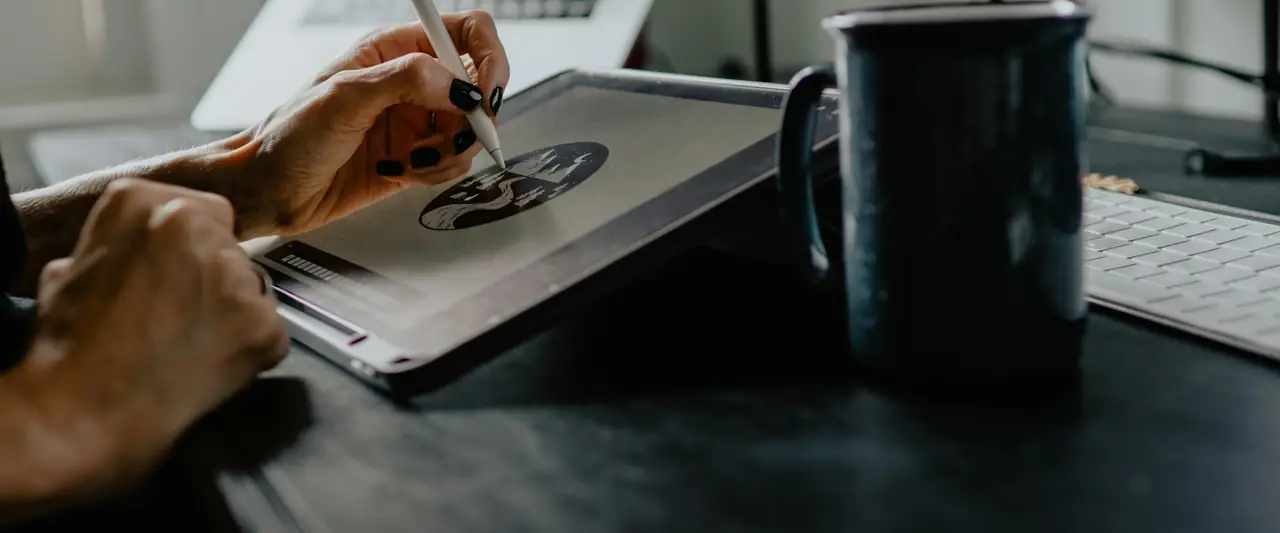 Designer illustrating on a tablet