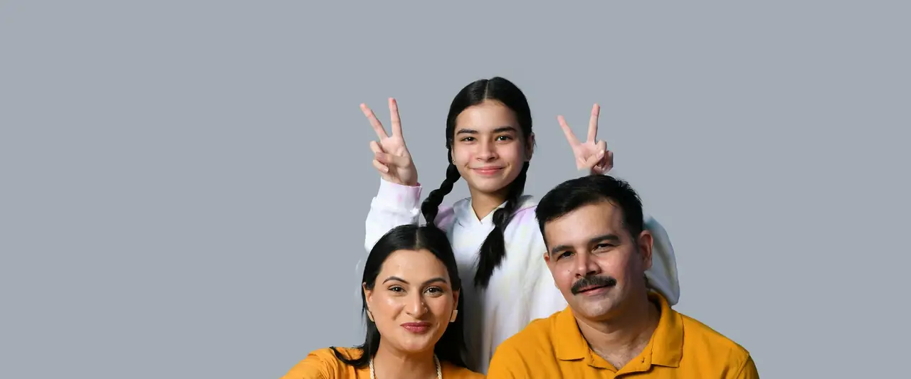 Family of three together