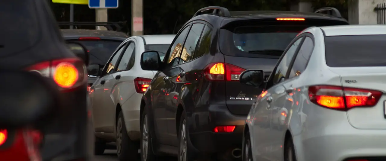 Cars in city traffic