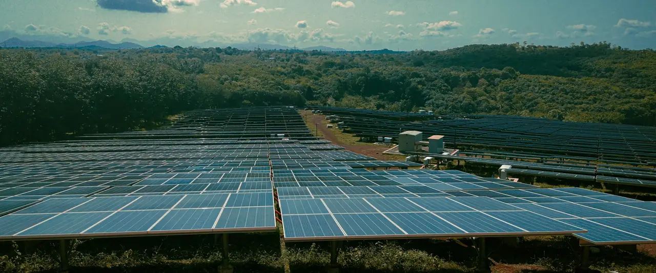 Large solar power project with rows of panels